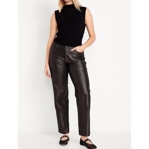 Old Navy High Waisted Shimmer OG Straight Ankle Jeans Size14 Metallic Brown